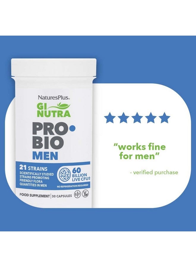 Natures Plus GI Natural Probiotic Men - 30 Capsules - Digestive & Prostate Health, Immune Strength - Includes Saw Palmetto - Gluten Free - 30 Servings - Image 3
