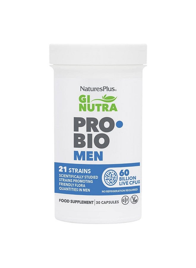 Natures Plus GI Natural Probiotic Men - 30 Capsules - Digestive & Prostate Health, Immune Strength - Includes Saw Palmetto - Gluten Free - 30 Servings - Image 1