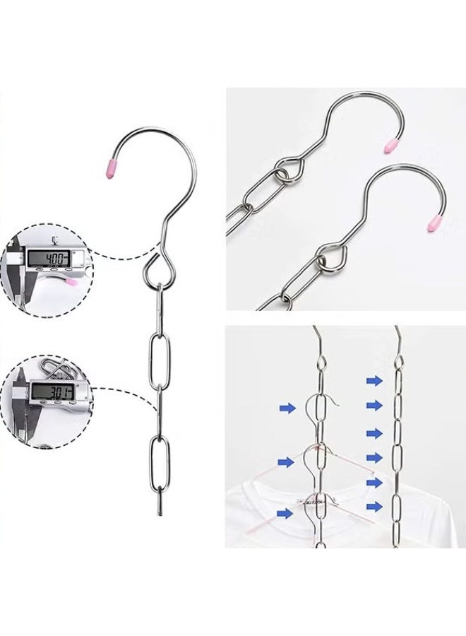 EETU 6 Piece Stainless Steel Hanger Chain,Space Saving Hanger,Closet Organizer and Storage,Great For Shirts Pants Dress Coat,College Dorm Room Essentials Wardrobe Chain - Image 3