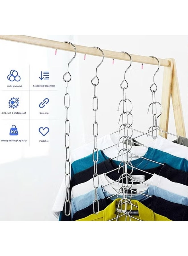 EETU 6 Piece Stainless Steel Hanger Chain,Space Saving Hanger,Closet Organizer and Storage,Great For Shirts Pants Dress Coat,College Dorm Room Essentials Wardrobe Chain - Image 2
