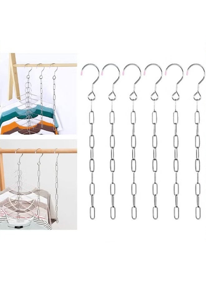 EETU 6 Piece Stainless Steel Hanger Chain,Space Saving Hanger,Closet Organizer and Storage,Great For Shirts Pants Dress Coat,College Dorm Room Essentials Wardrobe Chain - Image 1