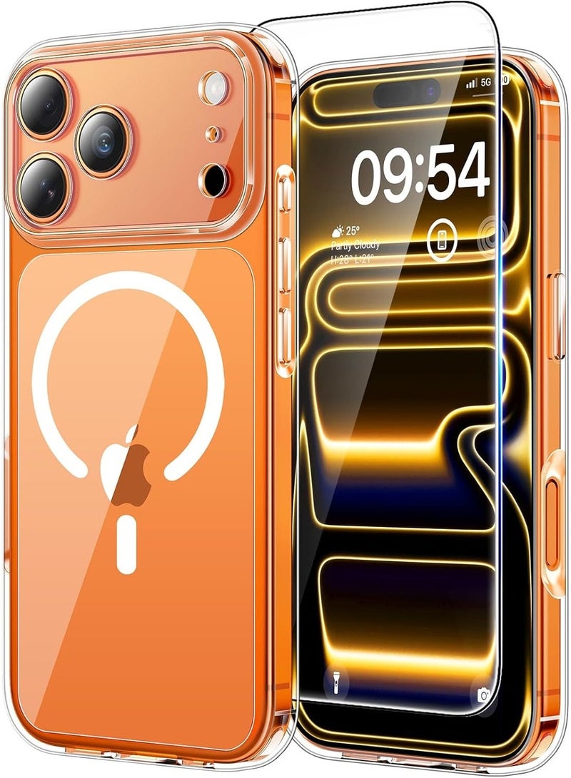 زومي جراب هاتف 17 برو ماكس، متوافق مع MagSafe، غطاء شفاف مقاوم للصدمات بجودة عسكرية مع حزمة واقيات شاشة واحدة - شفاف - Image 1