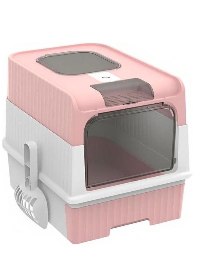 صندوق فضلات القطط، مع درج كبير ، قابل لإعادة الشحن، تعقيم مضاد للرائحة، صندوق فضلات القطط مغلق بالكامل - Image 5