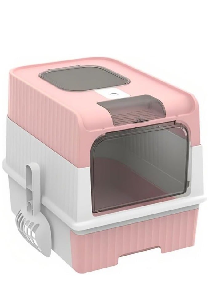 صندوق فضلات القطط، مع درج كبير ، قابل لإعادة الشحن، تعقيم مضاد للرائحة، صندوق فضلات القطط مغلق بالكامل - Image 4