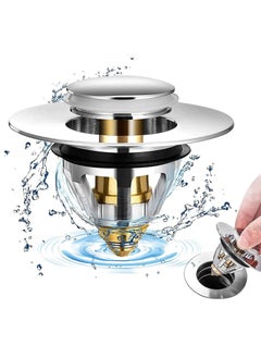 2 in 1 Stainless Steel Spring Core Pop Up Drain Plug and Universal Replacement Sink Strainer Stopper