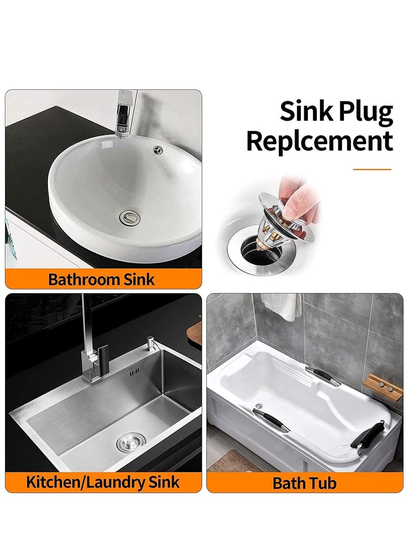 XiuWoo - 2 in 1 Stainless Steel Spring Core Pop Up Drain Plug and Universal Replacement Sink Strainer Stopper - Image 1