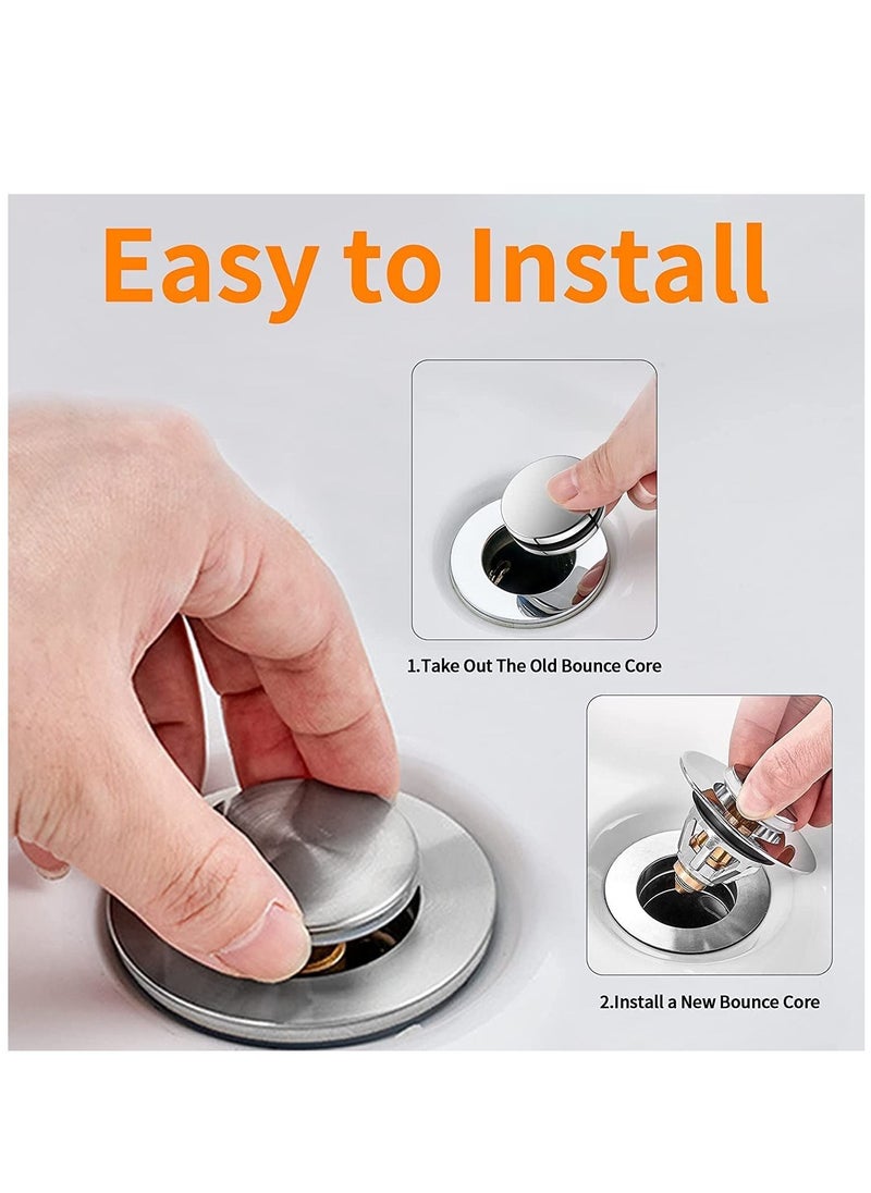 XiuWoo - 2 in 1 Stainless Steel Spring Core Pop Up Drain Plug and Universal Replacement Sink Strainer Stopper - Image 1