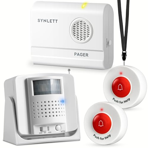 SYNLETT Caregiver Pager Wireless Call Buttons Motion Sensor Alarm Indoor for Elderly Monitoring Fall Prevention Bed Alarm Alert System Portable Nurse Call for Seniors Dementia Patients Emergency - Image 1