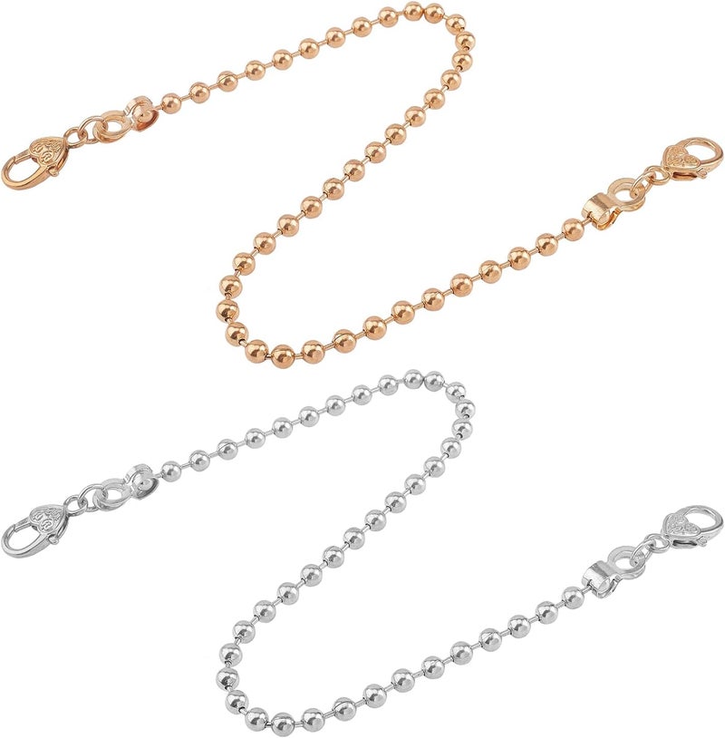 cheekyglo 2 Colors Purse Short Handle Chain, 17.7 Inch Metal Bead Chain Strap Handbag Wristlet Strap Chain Shoulder Clutch Bag Chains Satchel Wallet Handle with Heart Lobster Clasp for DIY Bag Making - Image 1