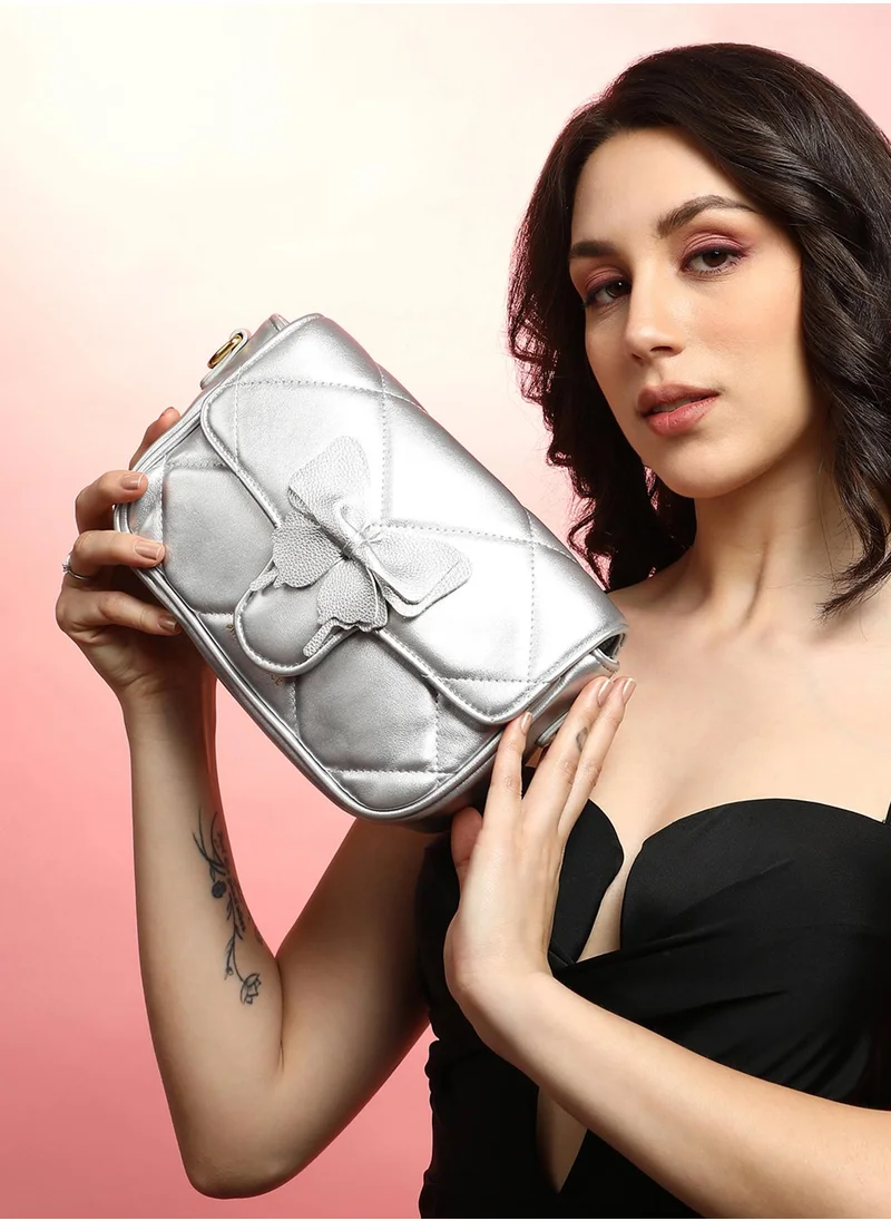 Haute Sauce The Quilted Butterfly Shoulder Bag - Chalice Silver