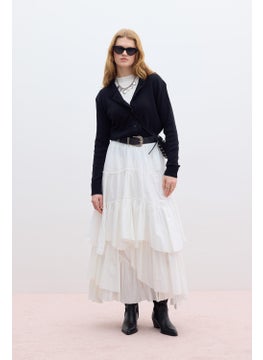 Manuka Layered Boho Voile Skirt Ecru  - Image 2