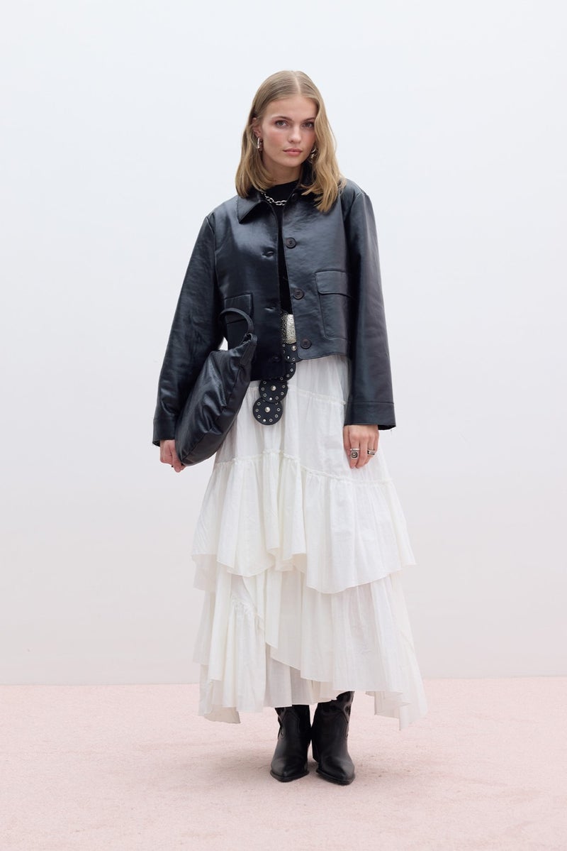 Manuka Layered Boho Voile Skirt Ecru  - Image 5