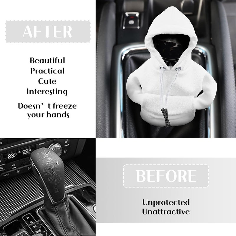 vvag Gear Shift Hoodie, Hoodie Car Gear Shift Cover, Car Shift Knob Hoodie, Automotive Interior Accessories, Universal Fit Knob Cover Gift (White) - Image 3