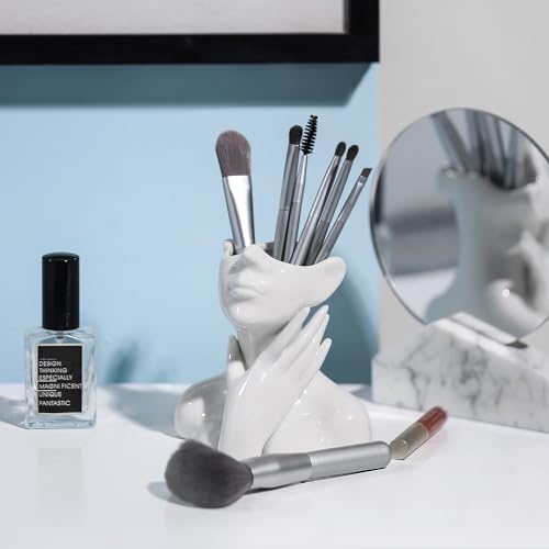 BrownLove XSMXLNKWL Ceramic Face Vase White Flower Vase for Decor, Female Face Vase Art, Modern Decorative Vase Centerpiece for Table, Shelf, Living Room, Office, Bedroom, Small - Image 2