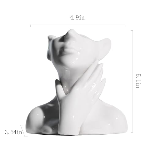 BrownLove XSMXLNKWL Ceramic Face Vase White Flower Vase for Decor, Female Face Vase Art, Modern Decorative Vase Centerpiece for Table, Shelf, Living Room, Office, Bedroom, Small - Image 5