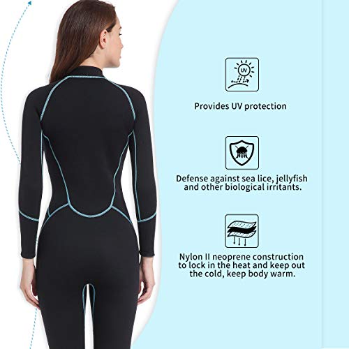 Seaskin Mens 3mm Shorty Wetsuit Womens, Full Body Diving Suit Front Zip Wetsuit for Diving Snorkeling Surfing Swimming Medium - Image 5