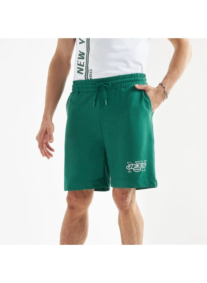 FAV New York Jets Print Shorts with Drawstring Closure and Pockets