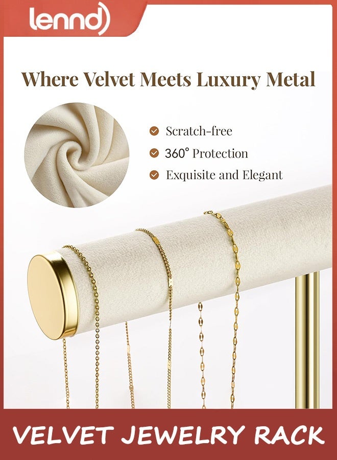 LENND 3 Tier Bracelet Holder Display - Detachable T Bar Beige Velvet Bracelet Holder, Jewelry Holder Organizer for Bracelet, Necklace, Earrings, Rings - Image 3