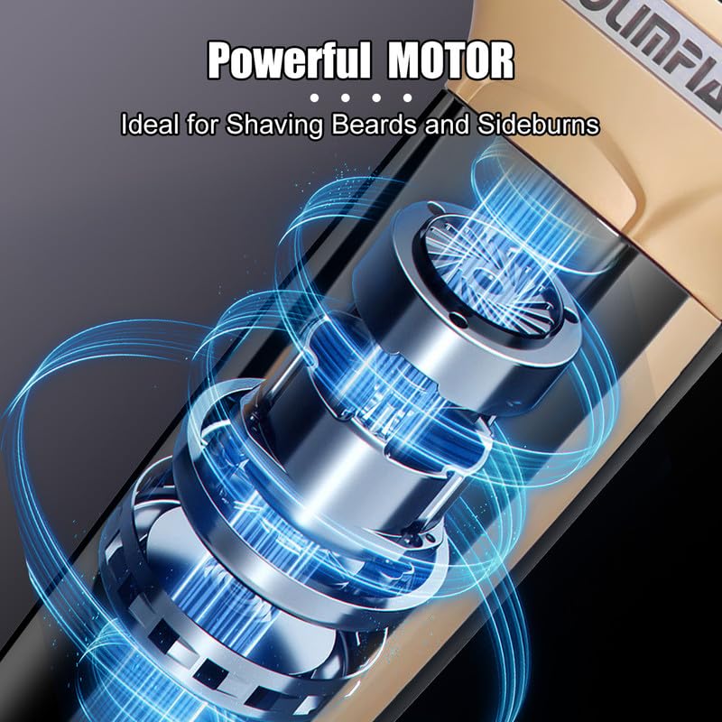 SOLIMPIA HT-672 3-in-1 Rechargeable Shaver Hair Clipper & Nose Trimmer Set, Beard & Moustaches Hair Machine Hair Clipper, Shaver & Nose Trimmer with Precision Blades, Gold - Image 3