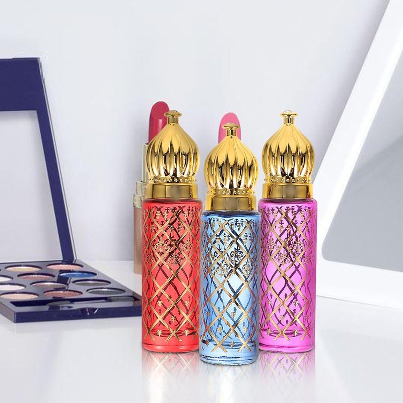 4pcs 6ml Glass Essential Oil Roller Bottles, Small Refillable Perfume Bottles for Travel with Decorative Electroplated Colored Glass (blue, Red, Pink, Purple) - Image 4