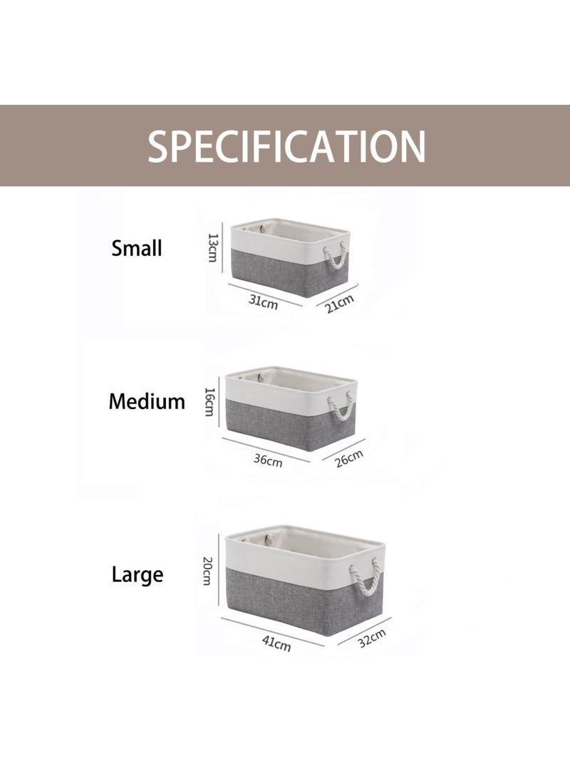 FASHION HOME - 2PCS Storage Bins with Sturdy Cotton Handles Fabric Baskets for Organizing Closet Boxes - Image 1