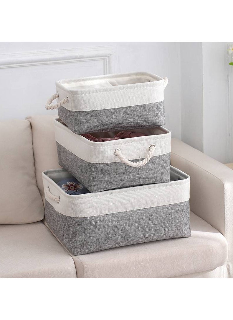 FASHION HOME - 2PCS Storage Bins with Sturdy Cotton Handles Fabric Baskets for Organizing Closet Boxes - Image 1
