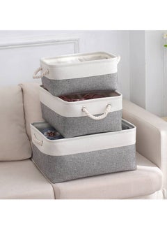 FASHION HOME 2PCS Storage Bins with Sturdy Cotton Handles Fabric Baskets for Organizing Closet Boxes  - Image 5