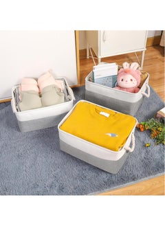 FASHION HOME 2PCS Storage Bins with Sturdy Cotton Handles Fabric Baskets for Organizing Closet Boxes  - Image 2