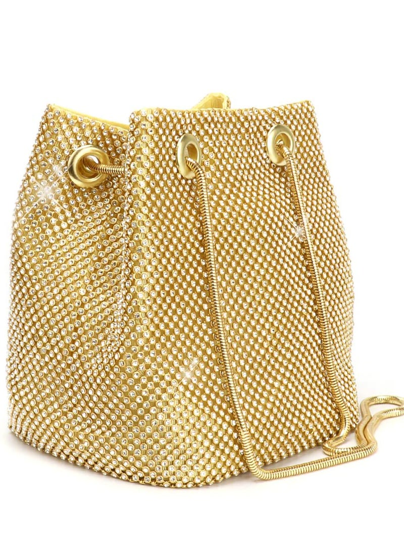 Excefore Women's Evening Bag Upgraded Size Full Rhinestones Bucket Bag Shining Shoulder for Party Wedding Date Night - Image 1