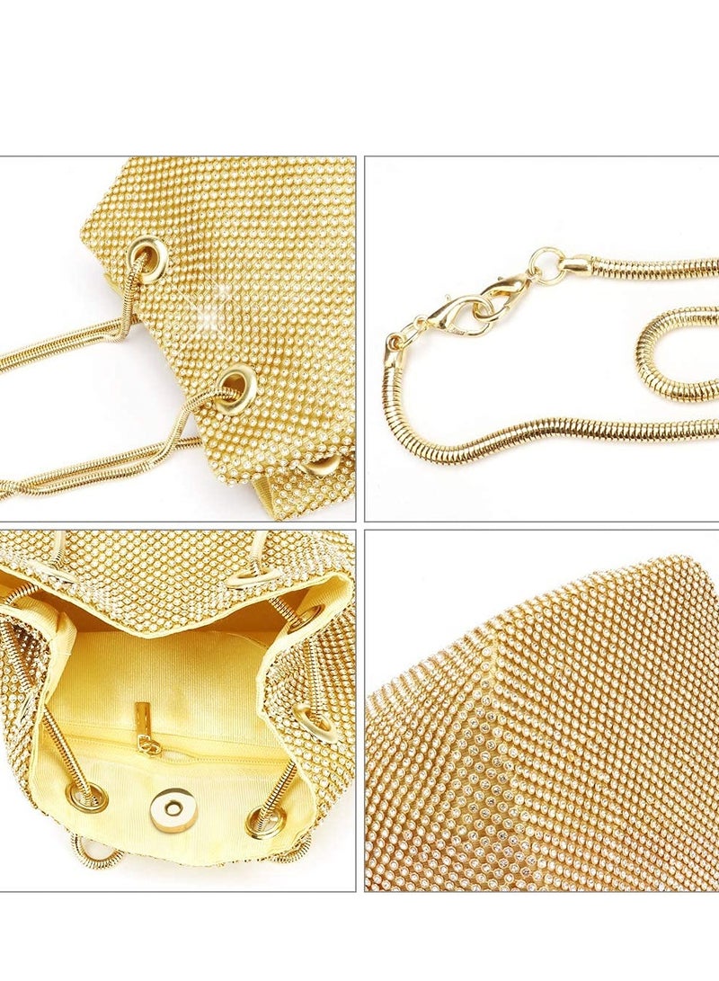 Excefore Women's Evening Bag Upgraded Size Full Rhinestones Bucket Bag Shining Shoulder for Party Wedding Date Night - Image 4