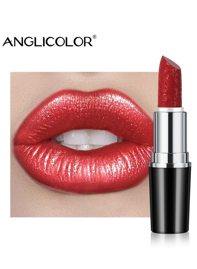 Anglicolor Metallic Shine Lipstick for Women, High Impact Lipcolor, Silky Smooth and Moisturizing, Non-Sticky, Long Lasting and Smudge Proof, Full Coverage Lip MakeUp (#12 CHERRY BOMB) - Image 2