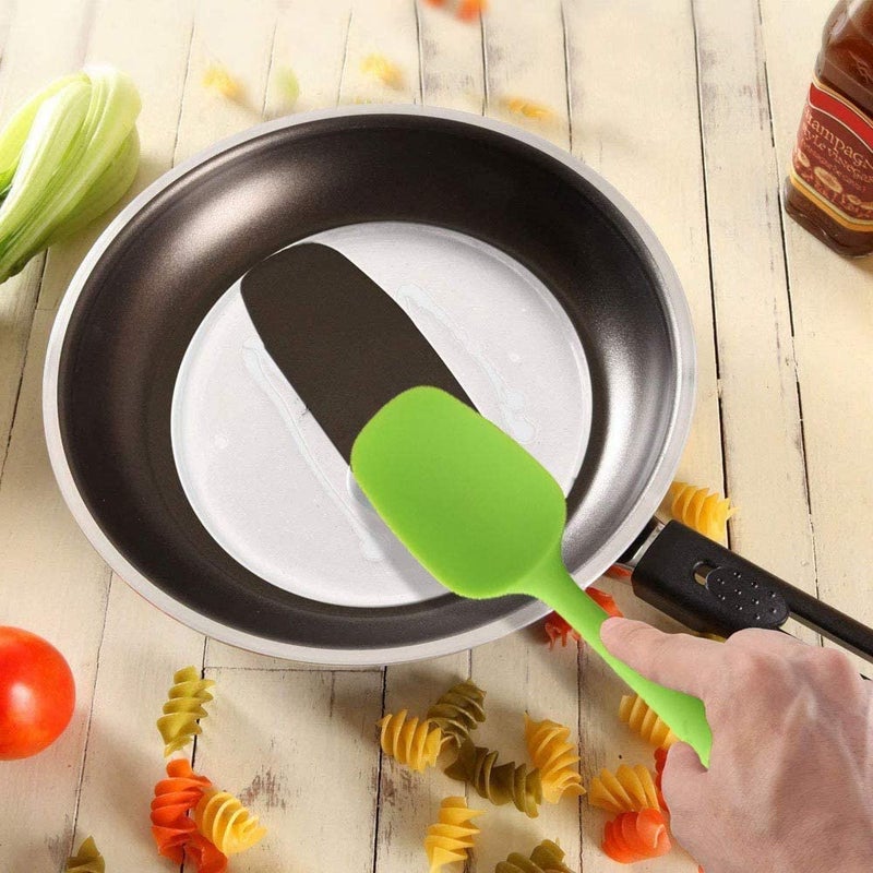 FS COOL Set of 6 Heat Resistant Silicone Spatulas Rubber Spatula Kitchen Utensils with Stainless Steel Core NonStick for Cooking Baking and Mixing BPAFree One Piece Seamless Design Green - Image 5