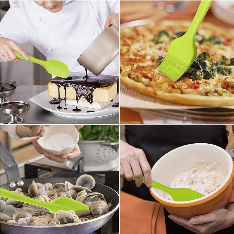 FS COOL Set of 6 Heat Resistant Silicone Spatulas Rubber Spatula Kitchen Utensils with Stainless Steel Core NonStick for Cooking Baking and Mixing BPAFree One Piece Seamless Design Green - Image 4
