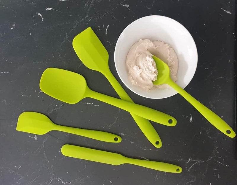 FS COOL Set of 6 Heat Resistant Silicone Spatulas Rubber Spatula Kitchen Utensils with Stainless Steel Core NonStick for Cooking Baking and Mixing BPAFree One Piece Seamless Design Green - Image 3