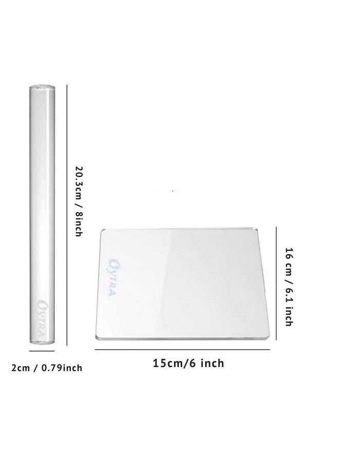 أويترا مجموعة أسطوانة وصفائح أكريليك من أويترا، مجموعة من قطعتين، مثالية لطين البوليمر، الطين المجفف بالهواء، صناعة المجوهرات، الفخار، الحرف اليدوية، التشكيل، النحت، عجينة الفوندان، لف العجين - Image 2