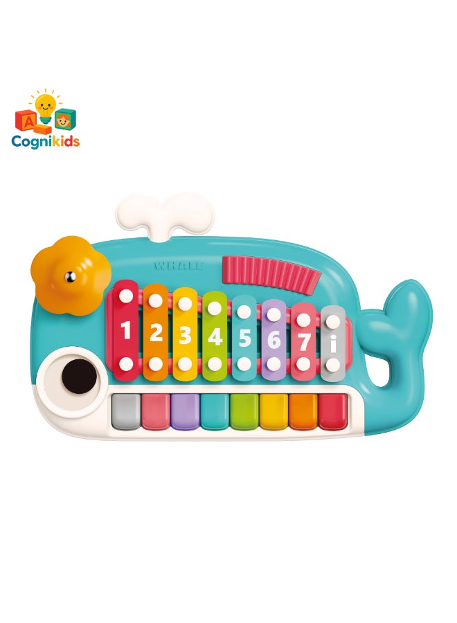 COGNIKIDS 5-In-1 Whale Xylophone Toy For Toddlers – Musical Instrument With Piano, Cymbal, Drum, Scraper & Mallets | Baby Sensory Toy For 1 Year+ | Montessori Early Learning Toy - Image 2