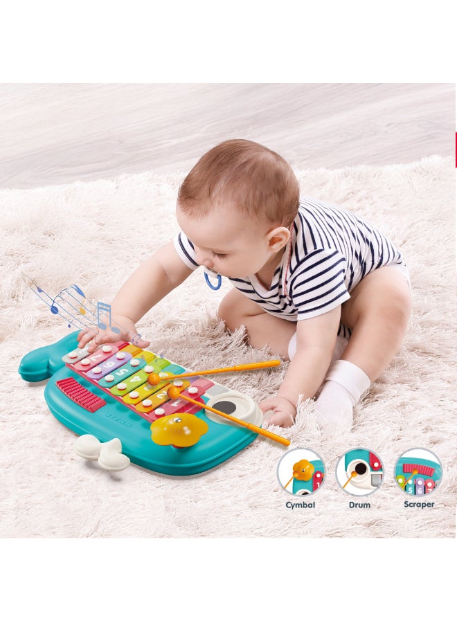 COGNIKIDS 5-In-1 Whale Xylophone Toy For Toddlers – Musical Instrument With Piano, Cymbal, Drum, Scraper & Mallets | Baby Sensory Toy For 1 Year+ | Montessori Early Learning Toy - Image 3