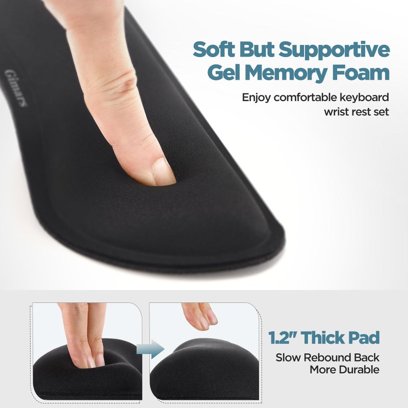 Gimars Upgrade Enlarge Silky Gel Memory Foam Keyboard Wrist Rest, Wrist Rest for Computer Keyboard, Ergonomic Design for Typing Pain Relief, Mousepad Rests, Wrist Support for Office, Gaming, Black - Image 2