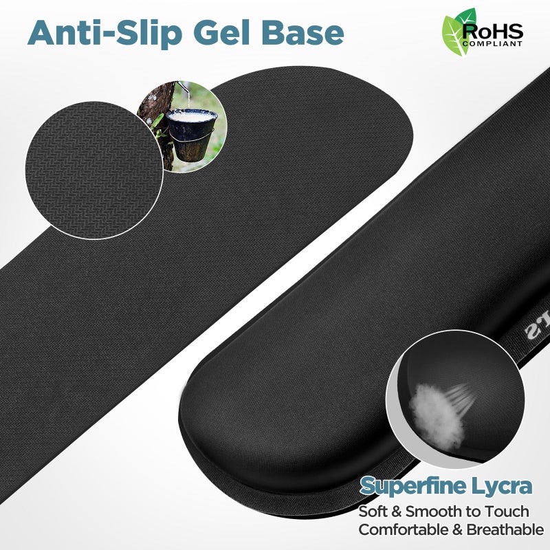 Gimars Upgrade Enlarge Silky Gel Memory Foam Keyboard Wrist Rest, Wrist Rest for Computer Keyboard, Ergonomic Design for Typing Pain Relief, Mousepad Rests, Wrist Support for Office, Gaming, Black - Image 3