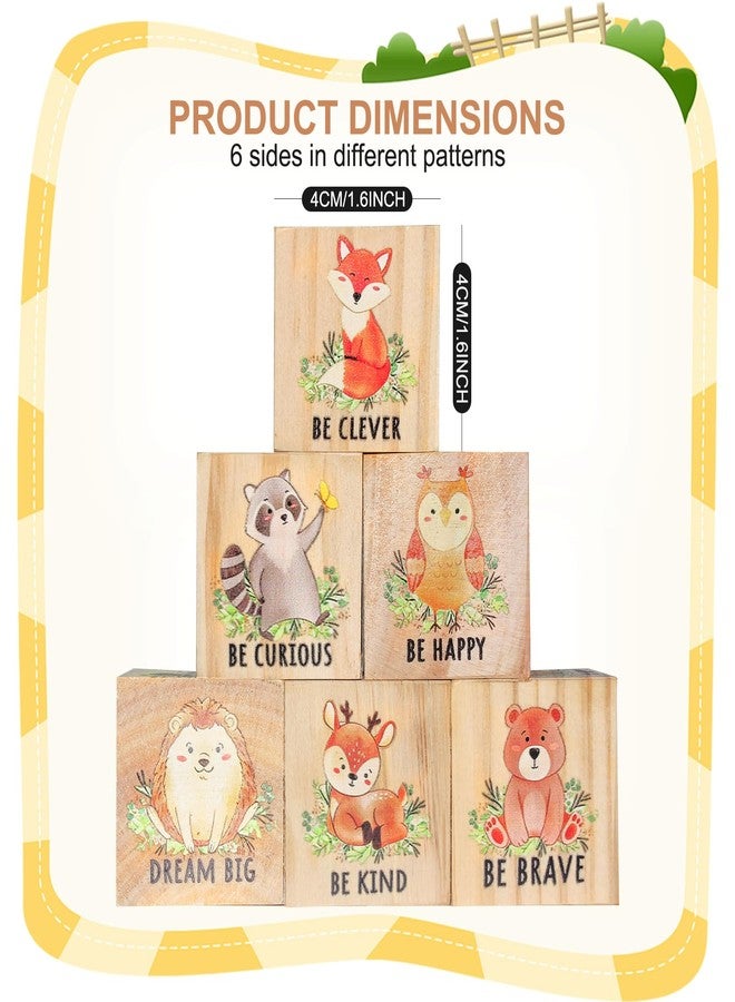 FQDGTFA Nursery Decor Animals Wall Decor Set of 6, Inspirational Woodland Nursery Decor Table Wooden Decorations, Animals Shelf Decoration for Bedroom Playroom Gifts, 1.6 Inch - Image 3