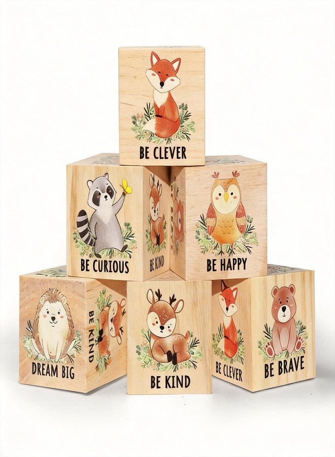 FQDGTFA Nursery Decor Animals Wall Decor Set of 6, Inspirational Woodland Nursery Decor Table Wooden Decorations, Animals Shelf Decoration for Bedroom Playroom Gifts, 1.6 Inch - Image 1