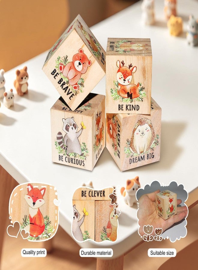 FQDGTFA Nursery Decor Animals Wall Decor Set of 6, Inspirational Woodland Nursery Decor Table Wooden Decorations, Animals Shelf Decoration for Bedroom Playroom Gifts, 1.6 Inch - Image 4