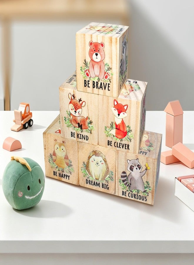 FQDGTFA Nursery Decor Animals Wall Decor Set of 6, Inspirational Woodland Nursery Decor Table Wooden Decorations, Animals Shelf Decoration for Bedroom Playroom Gifts, 1.6 Inch - Image 2