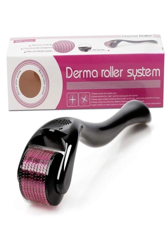 AKSH Derma Roller For Hair Growth 0.5 mm With 540 | Repairs Damaged Hair, Activates Hair Follicles | Roller for Beard & Hair Growth & Reduces Acne Scars | Safe & Effective to Use for Men & Women (Black) - Image 1