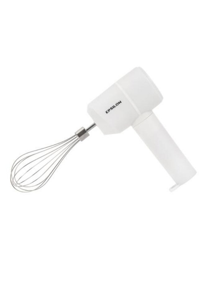 Epsilon Rechargeable Cordless Hand Mixer- EPSHM1466| With A Streamline Design and an Ergonomic Grip | Equipped with Lithium Battery and 3 Speed Levels, white