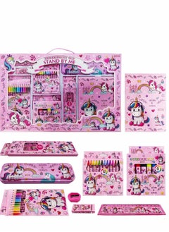 Y&D Unicorn Stationary Kit For Girls - 41Pcs Items Pencil Box Colours Eraser and Sharpener -Return Gift Girls/Unicorn School Girls Set Return Gifts  - Image 1