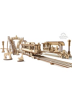 UGEARS UGears Mechanical Town Series | Tram Line | Mechanical Wooden 3D Puzzle Model Assembly Kits for Kids | Tram Toy Set STEM Projects DIY Kit | Puzzles Games for Adults Educational Kit | Construction Set  - Image 1