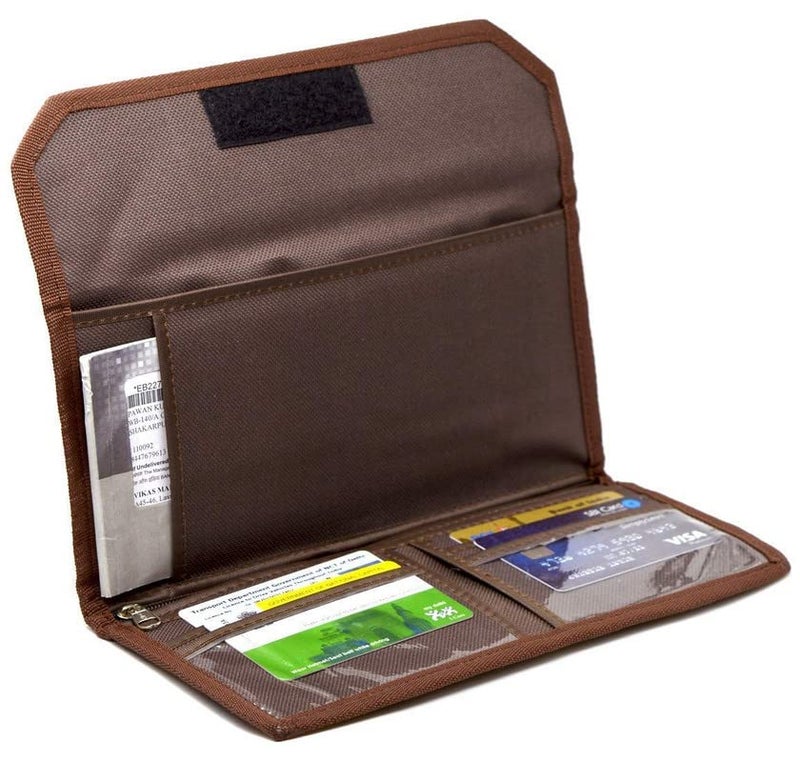 CAMPIO Plastic Multi-Pocket Travel Organizer & Card Holder With Zip Pouch (Brown)|Secure Closure, Compact Design, Lightweight, Ideal For Smart Cards, Id Cards, And Business Documents - Image 1