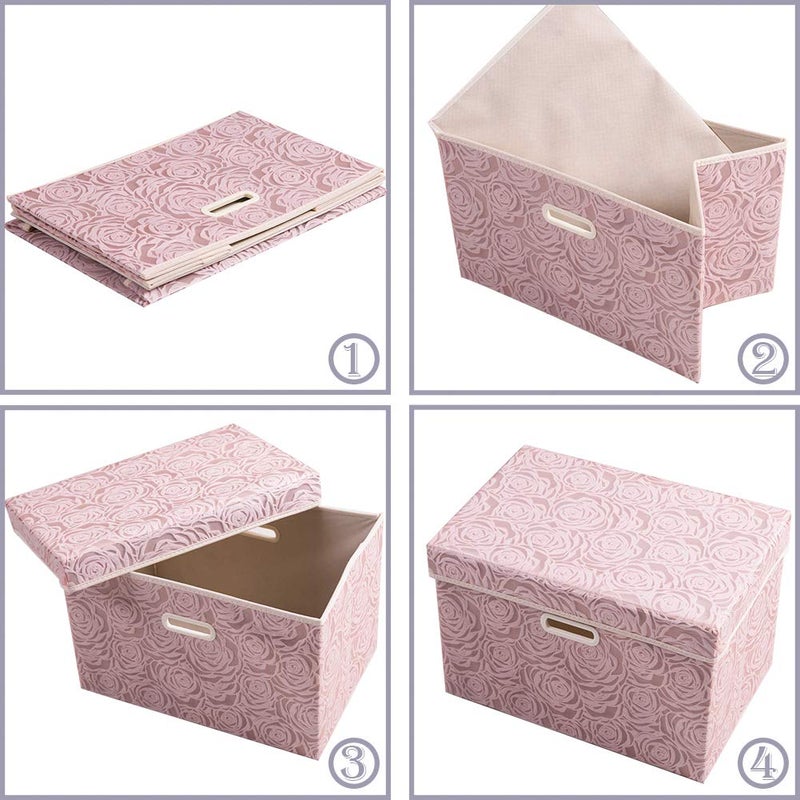 PRANDOM Collapsible Storage Boxes with Lids Fabric Decorative Storage Bins Cubes Organizer Containers Baskets with Cover Handles Divider for Bedroom Closet Living Room 14.9x9.8x9.8 Inch 1 Pack - Image 5