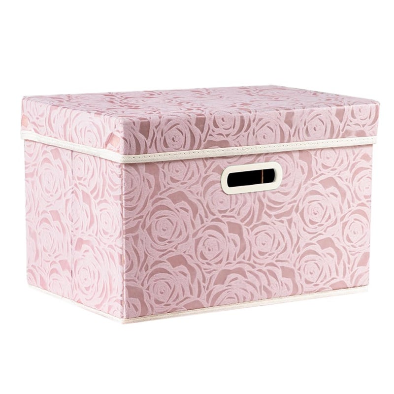 PRANDOM Collapsible Storage Boxes with Lids Fabric Decorative Storage Bins Cubes Organizer Containers Baskets with Cover Handles Divider for Bedroom Closet Living Room 14.9x9.8x9.8 Inch 1 Pack - Image 1